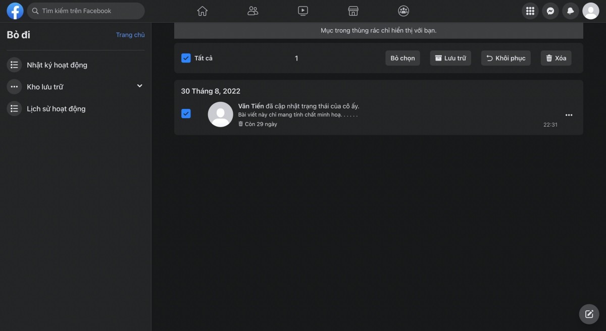 Cách chỉnh sửa, xóa và khôi phục một bài đăng trên Facebook