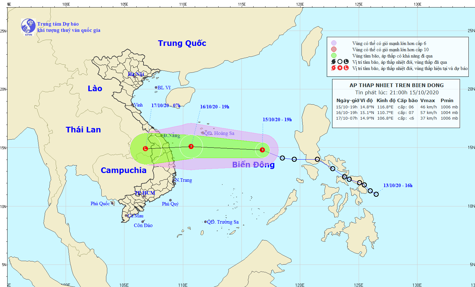 Ap thap nhiet doi tang cap vao bien Dong, gio giat cap 8, mien trung mua lon hinh anh 1