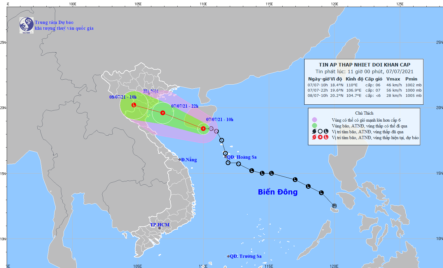 Ap thap nhiet doi vua di chuyen vao vinh bac bo vua manh them, khu vuc ha noi co mua lon hinh anh 1