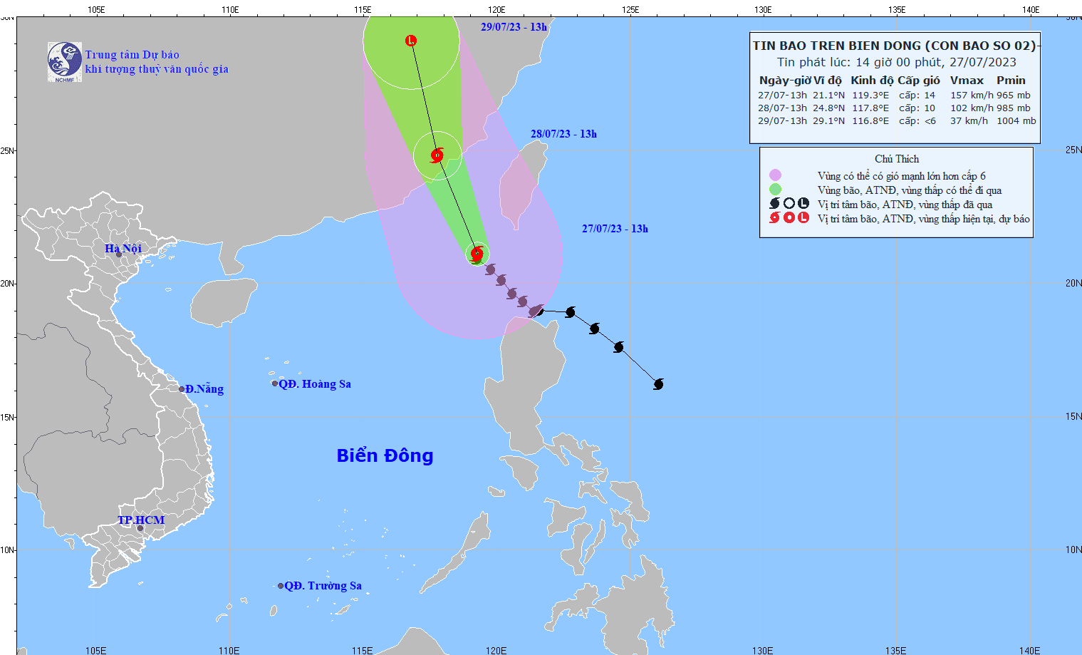 Bão số 2 cách Sán Đầu (Trung Quốc) khoảng 370km về phía Nam Đông Nam