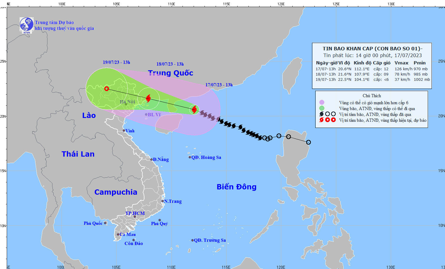 Bão số 1 giật cấp 15, cách Móng Cái (Quảng Ninh) khoảng 480km