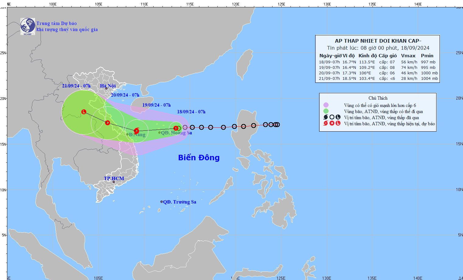 du bao trong 24 gio toi, ap thap nhiet doi co kha nang manh len thanh bao hinh anh 1