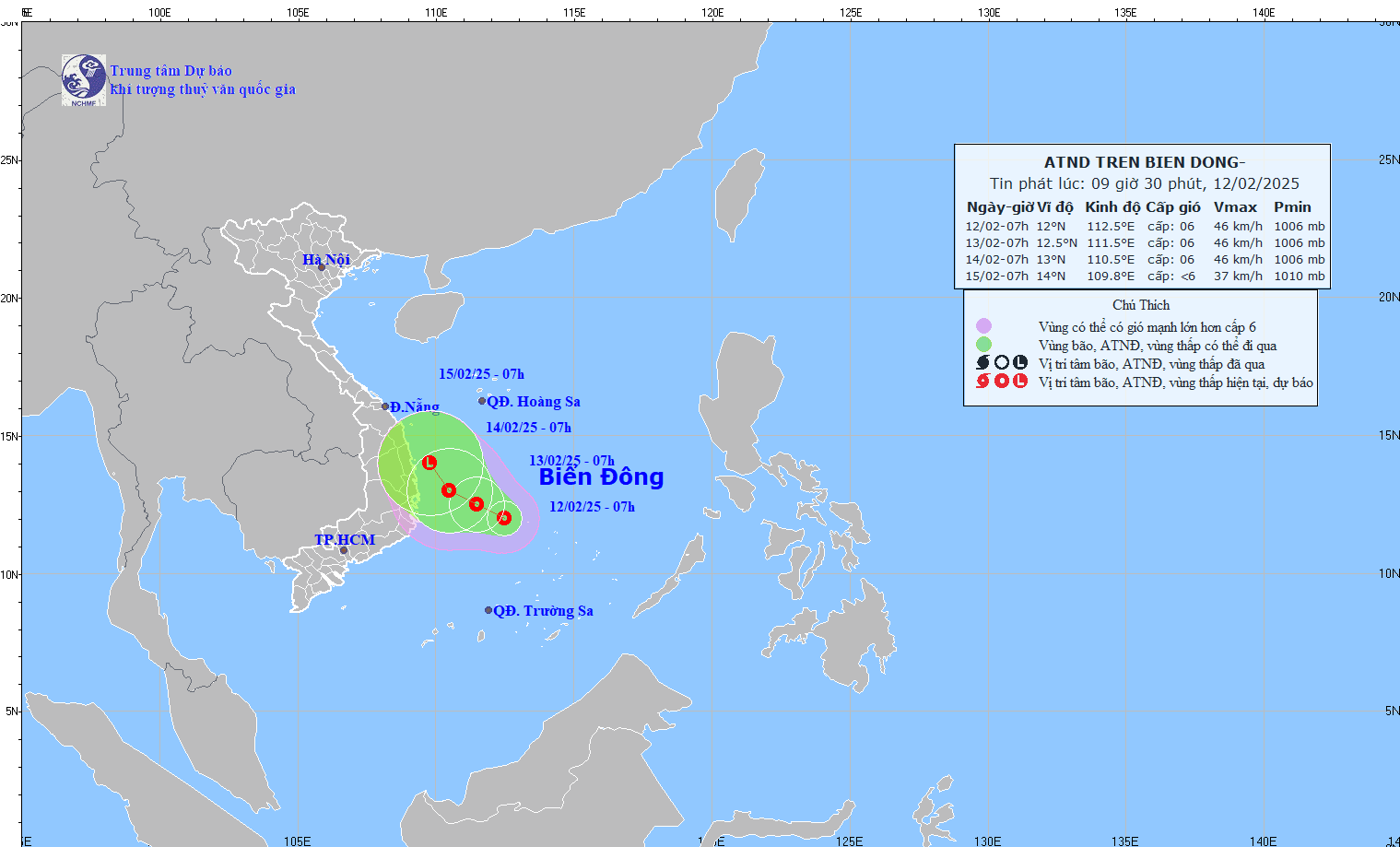 Ap thap nhiet doi hinh thanh tren khu vuc phia tay bac quan dao truong sa hinh anh 1