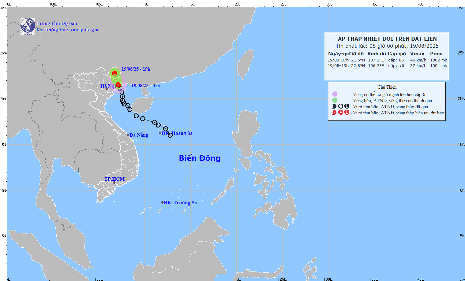 Ap thap nhiet doi tren khu vuc dat lien cac tinh quang ninh-hai phong hinh anh 1