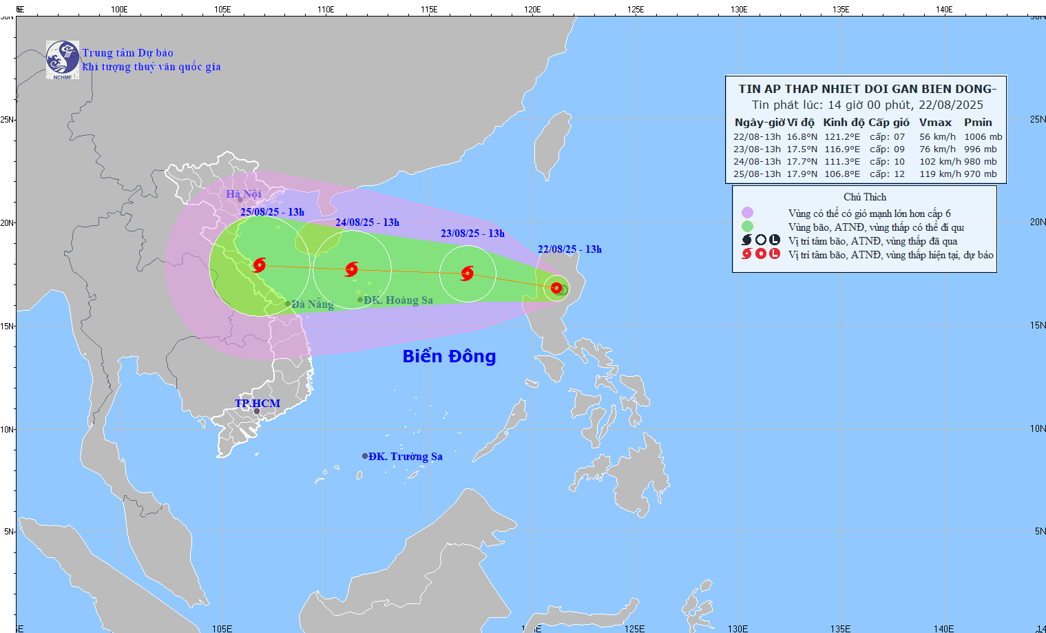 bao so 5 sap hinh thanh cuong do cuc dai giat cap 15, du bao vao dat lien ngay 25 8 hinh anh 2