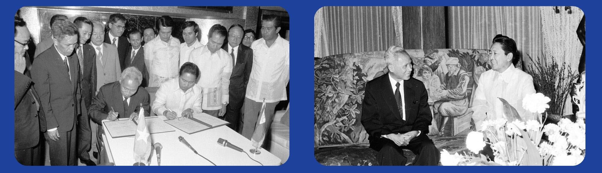 <span style="color: #ffffff;">Cố Thủ tướng Phạm Văn Đồng tới Philippines vào tháng 9/1978,
nhân dịp hai nước ký kết các văn kiện hợp tác song phương sau khi thiết lập quan hệ ngoại giao (12/7/1976) </span>