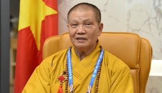 Hòa thượng Thích Trí Viên - Chủ tịch cộng đồng theo đạo Phật tại Hoa Kỳ. 