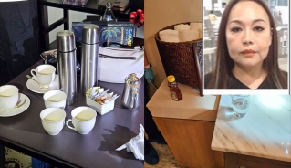 Nghi phạm Sherine Chong đã tự ở một mình trong phòng để pha trà.