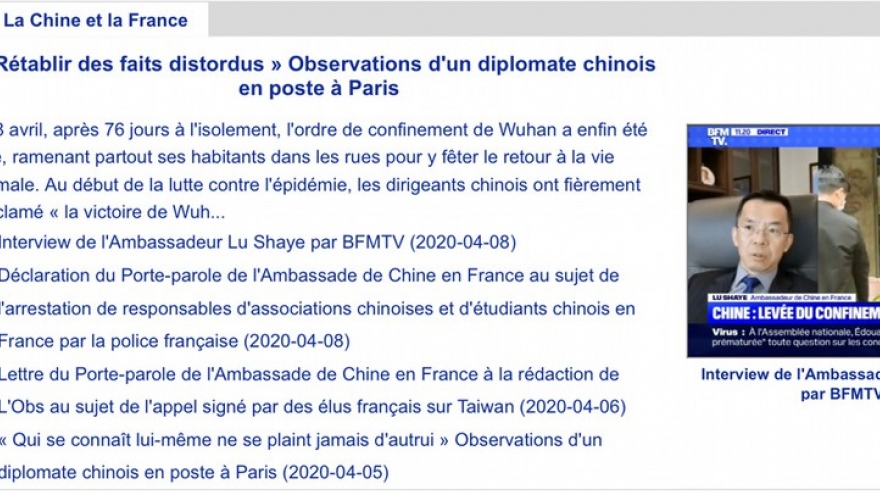Pháp triệu Đại sứ Trung Quốc để phản đối truyền thông về Covid-19