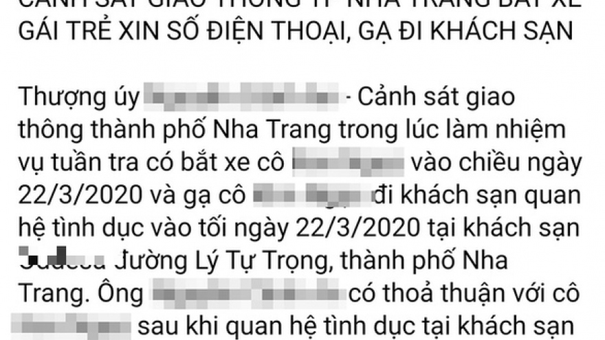 Khánh Hòa xác minh thông tin CSGT gạ tình người vi phạm giao thông 