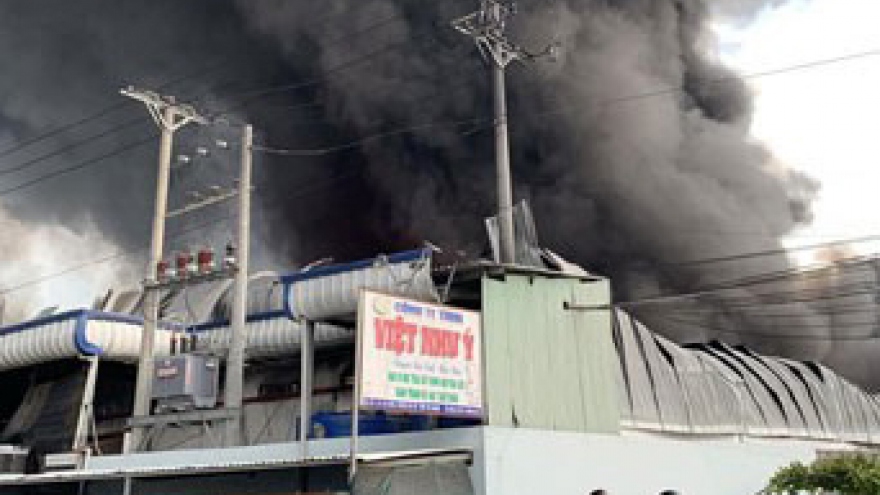 Cháy công ty bao bì ở Tiền Giang, thiệt hại khoảng 40 tỷ đồng