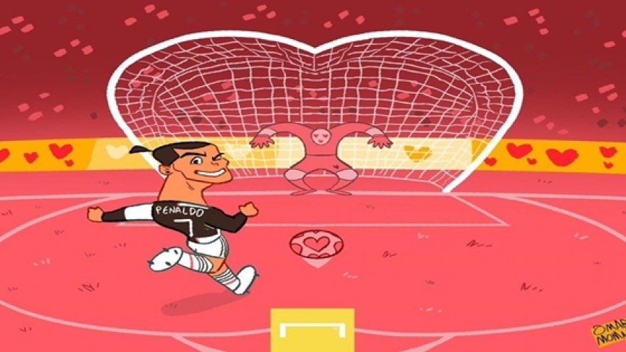Biếm họa 24h: Cristiano Ronaldo "yêu say đắm" những quả penalty