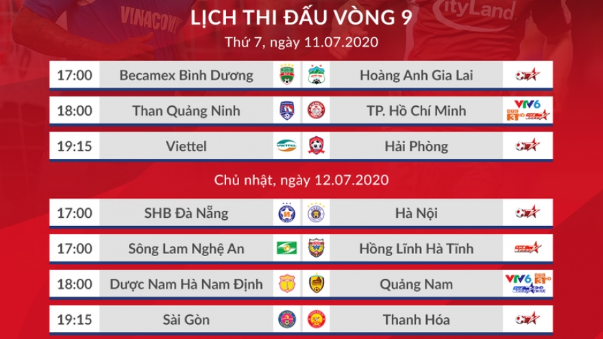 Lịch thi đấu V-League 2020 hôm nay (11/7): HAGL đấu Bình Dương