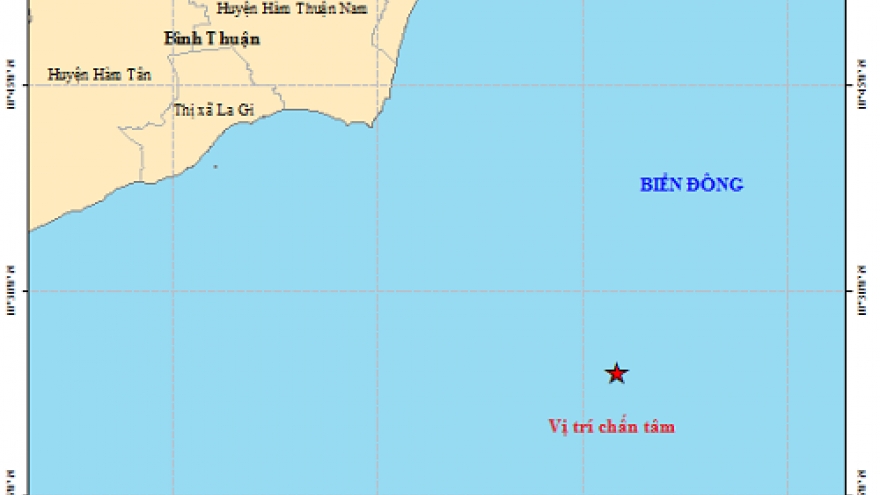 Earthquake hits off Binh Thuan coast, no tsunamis warning