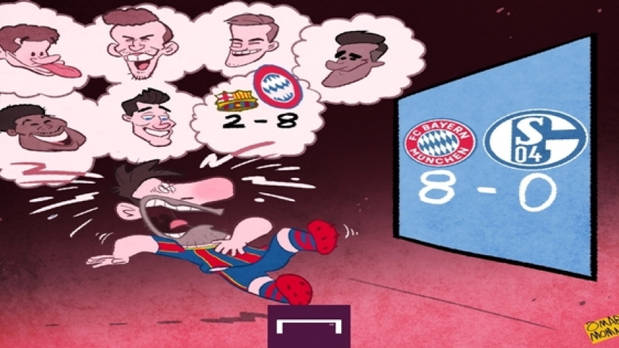 Biếm họa 24h: Bayern Munich biến Schalke 04 thành "Schalke 08"