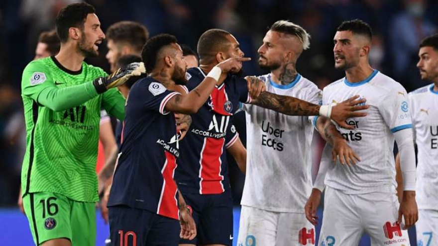Neymar nhận thẻ đỏ ngày trở lại sau Covid-19, PSG tiếp tục thua ở Ligue 1