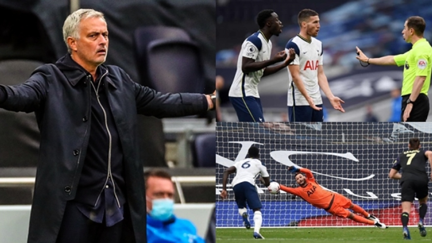 Mourinho "chết đứng" vì VAR, Tottenham đánh rơi chiến thắng trong nỗi cay đắng
