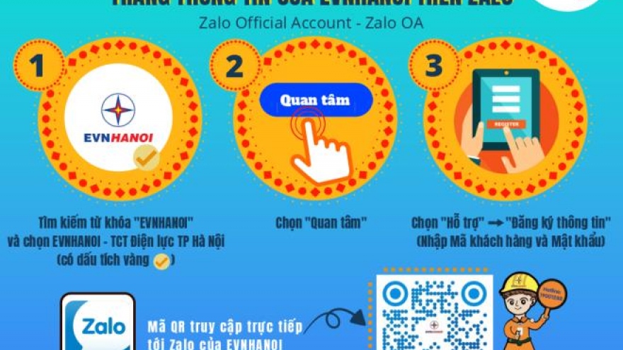 EVNHANOI ra mắt trang Zalo phục vụ khách hàng sử dụng điện