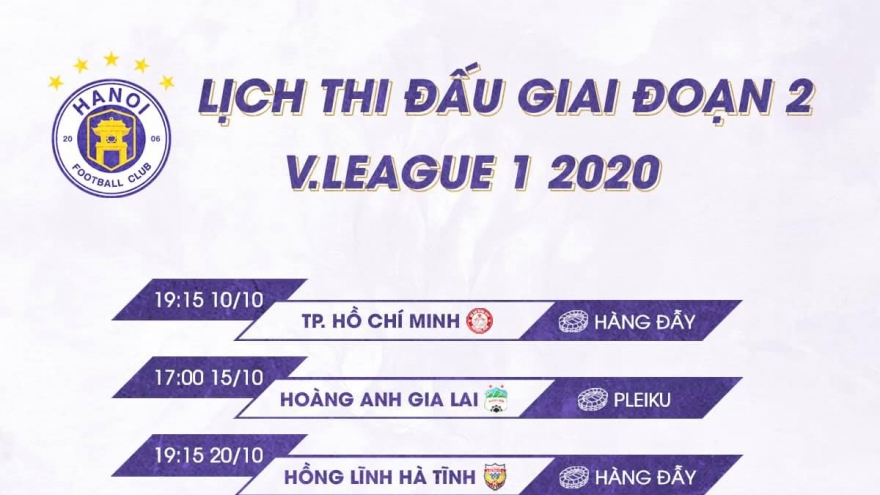 Hà Nội FC được hưởng lợi vì lịch thi đấu giai đoạn 2 V-Leguea 2020