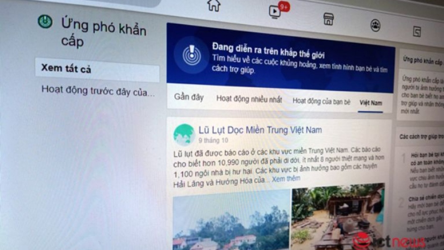 Facebook cho phép bật Kiểm tra an toàn ở miền Trung