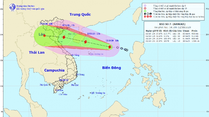 Bão số 7 cách quần đảo Hoàng Sa khoảng 430km, giật cấp 10