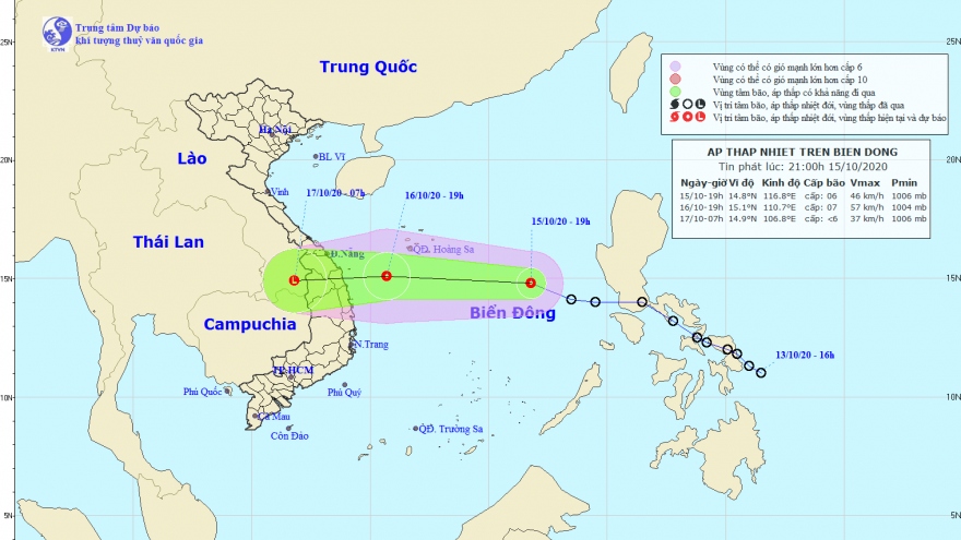 Áp thấp nhiệt đới tăng cấp vào Biển Đông, gió giật cấp 8, miền Trung mưa lớn