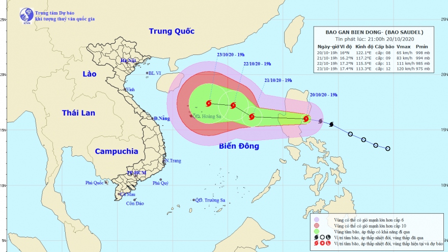 Bão Saudel giật cấp 10 đang tiến vào Biển Đông