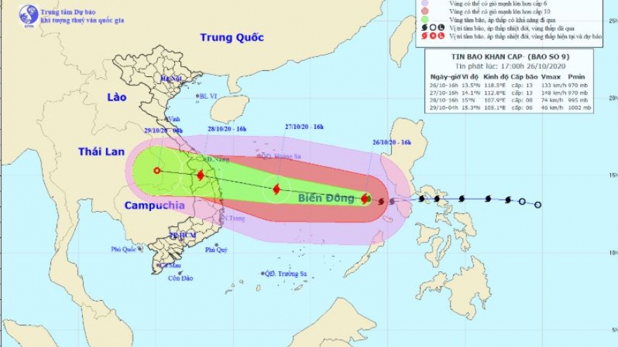 Bão số 9: Từ đêm mai, nhiều tỉnh miền Trung lại có mưa rất to