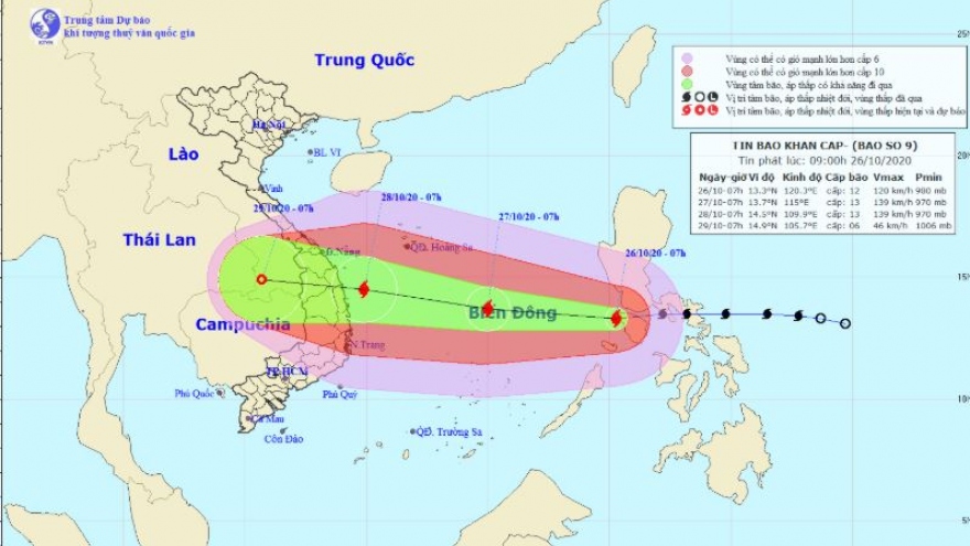 Bão số 9 vào biển Đông, dự báo sẽ vào vùng biển từ Đà Nẵng đến Phú Yên
