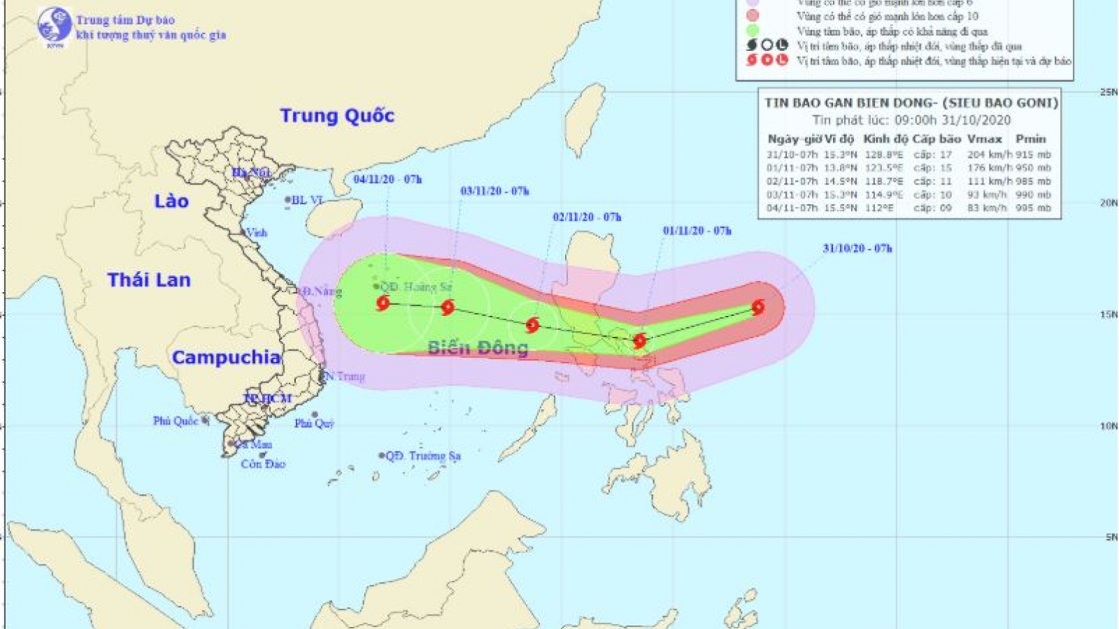 Siêu bão Goni giật trên cấp 17 đang tiến vào biển Đông