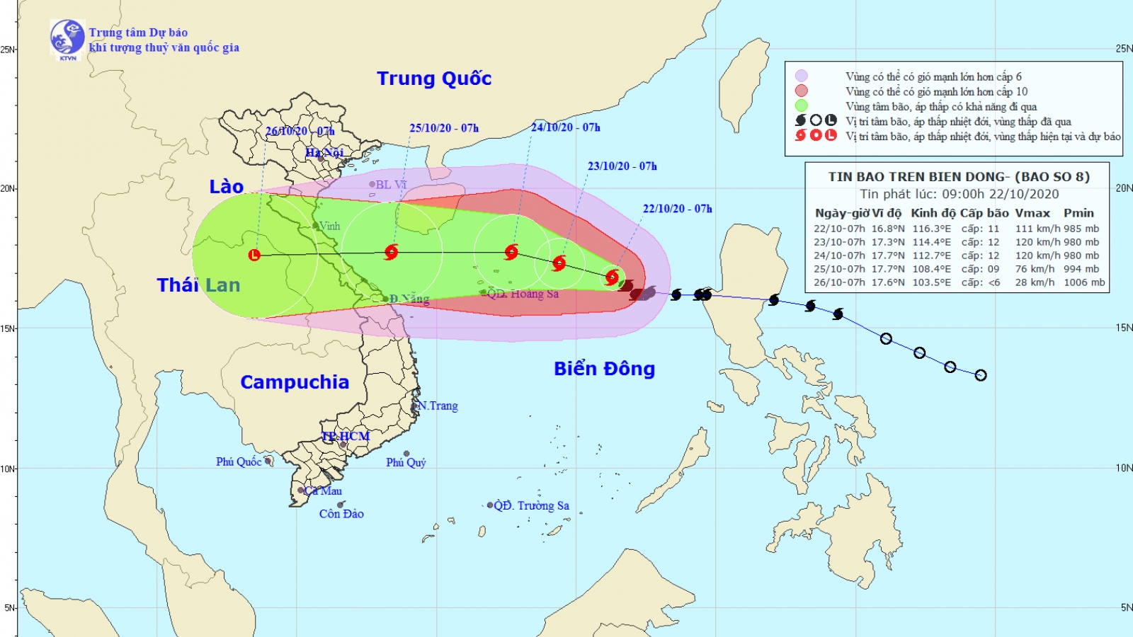 Bão số 8 giật cấp 14 đang tiến gần tới quần đảo Hoàng Sa