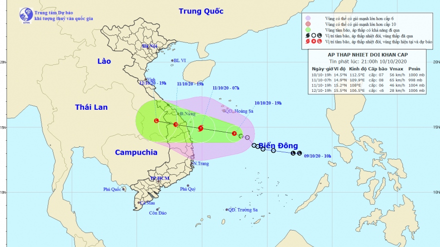 Áp thấp cách Bình Định khoảng 330km, gió giật cấp 9