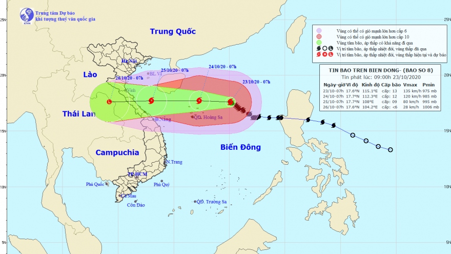 Bão số 8 cách quần đảo Hoàng Sa khoảng 320km, giật cấp 15