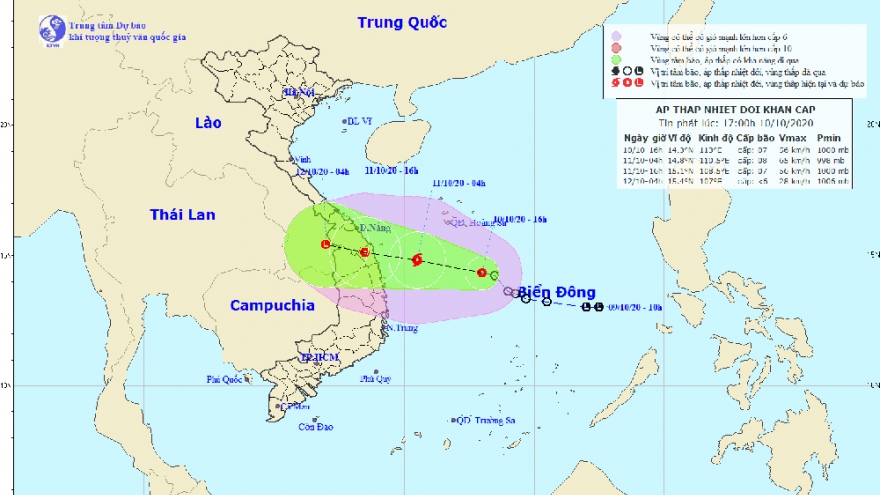 Áp thấp nhiệt đới cách Quảng Nam khoảng 500km, có khả năng mạnh lên thành bão