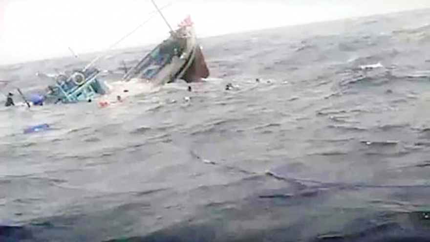 Bình Định cứu nạn 13 ngư dân trên tàu cá bị chìm
