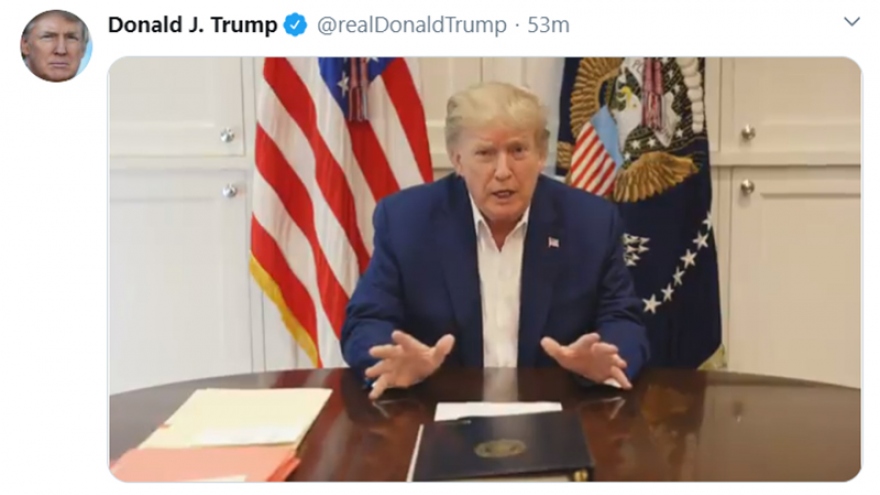 Tổng thống Trump đăng video trên Twitter thông báo tình hình sức khỏe