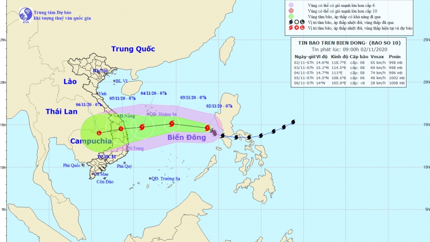 Bão số 10 giảm xuống cấp 8 giật cấp 10, cách Hoàng Sa 740km