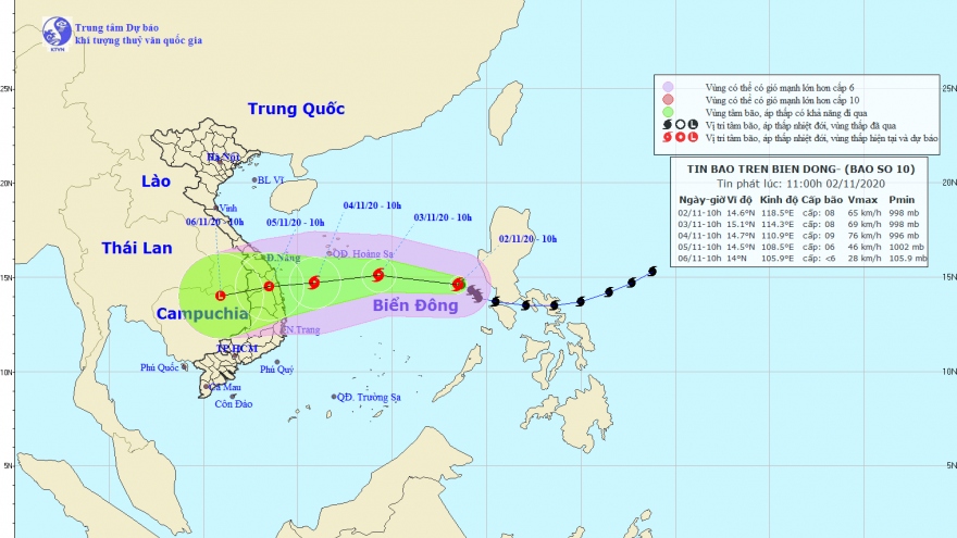 Bão số 10 giật cấp 10 cách quần đảo Hoàng Sa 700km