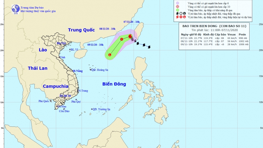 Bão số 11 mạnh cấp 8 giật cấp 10, cảnh báo mưa dông và sóng lớn trên biển