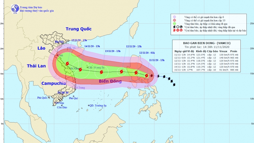 Bão Vamco duy trì gió giật cấp 15