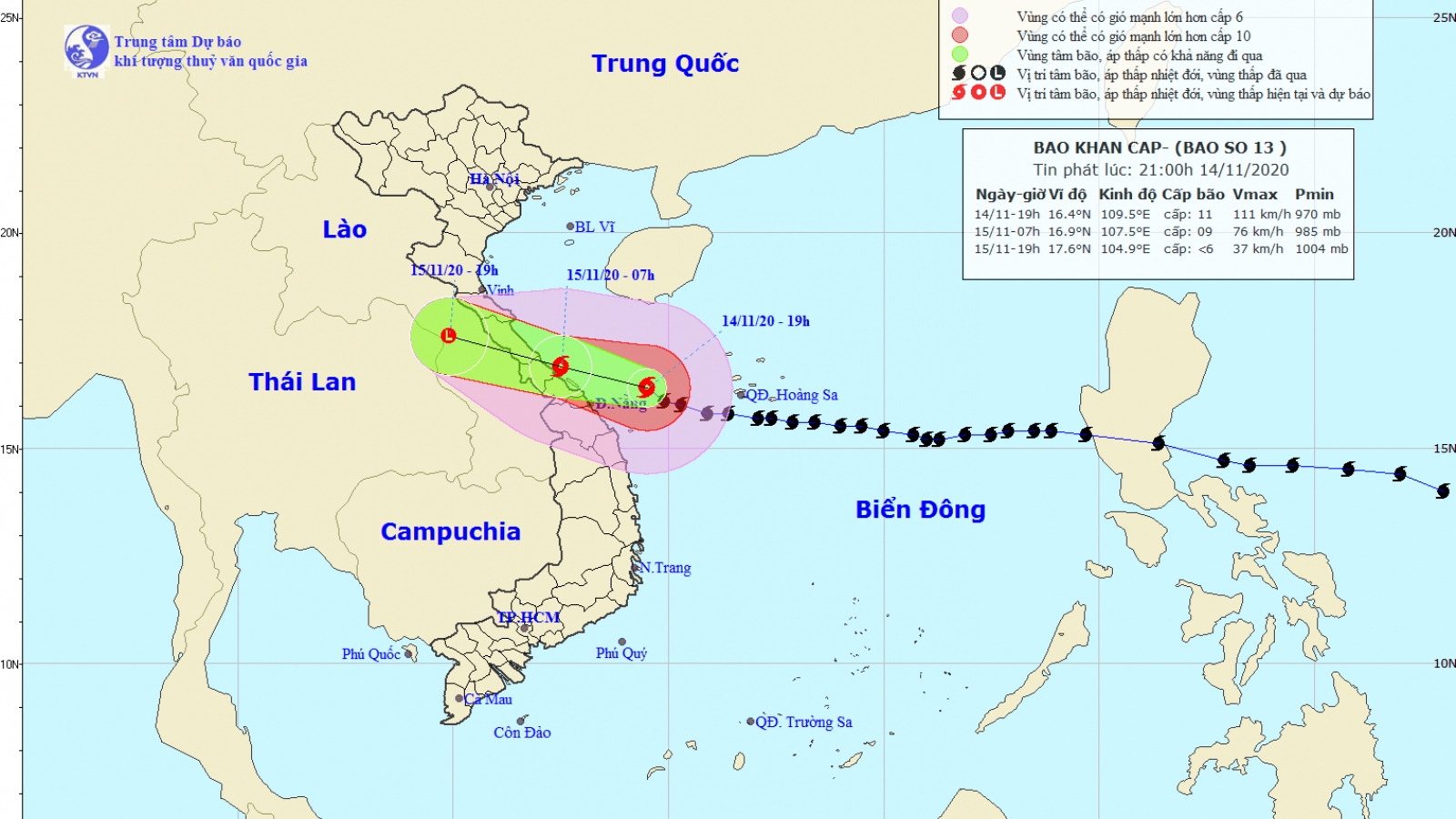 Các tỉnh Trung Trung Bộ đã có mưa to vì bão số 13