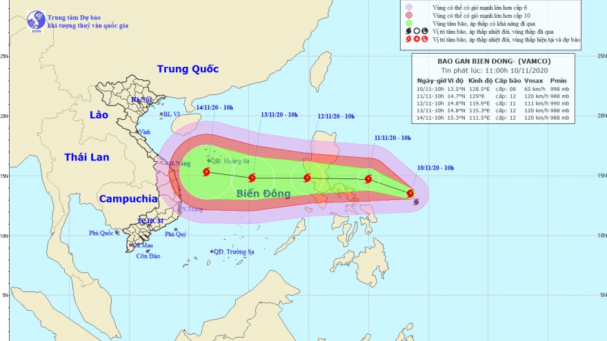 Xuất hiện cơn bão Vamco gần Biển Đông