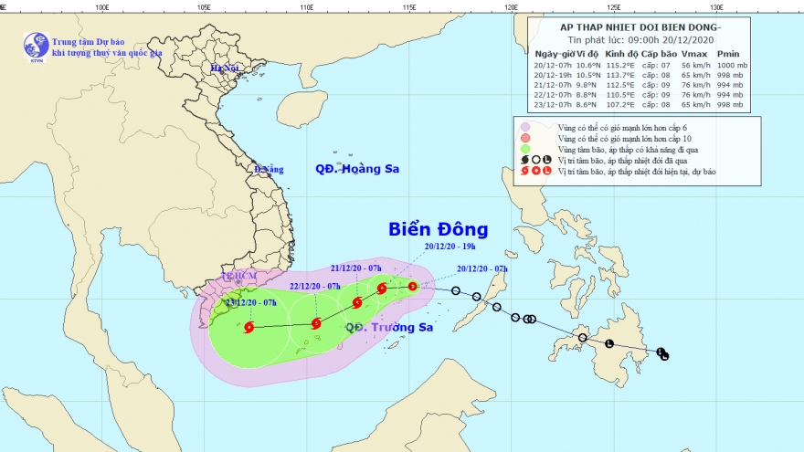 Áp thấp nhiệt đới có khả năng thành bão trong 12 giờ tới