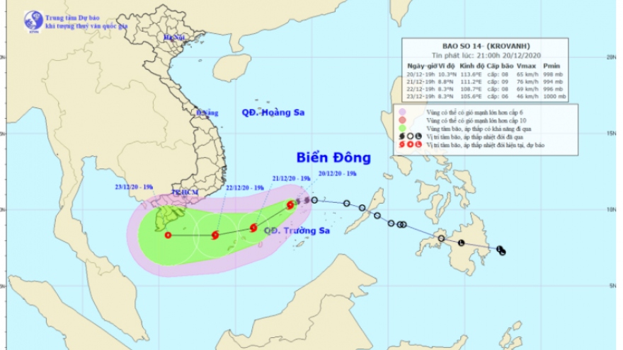 Bão số 14 giật cấp 10 cách quần đảo Trường Sa 150km, có thể còn mạnh thêm