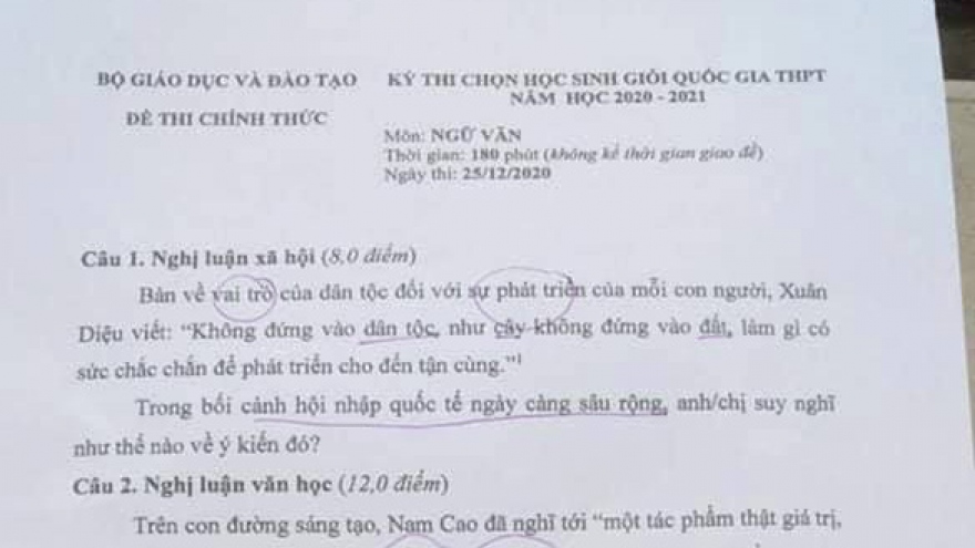 Đề thi HSG Văn Quốc gia hay nhưng có những thử thách nằm ngoài cả văn chương