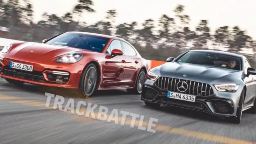 Porsche Panamera Turbo S đọ tốc độ Mercedes-AMG GT 63 S trên đường đua