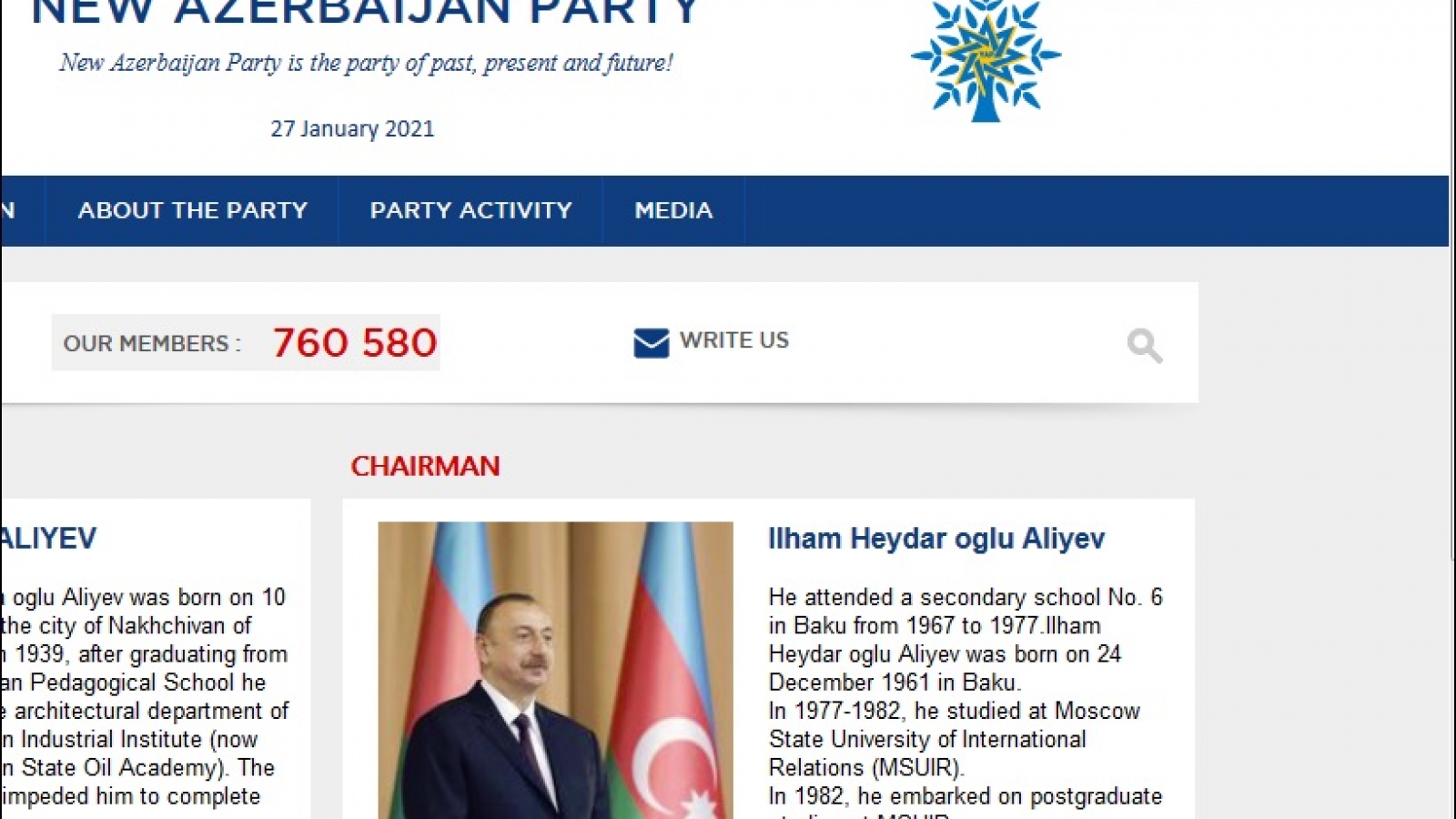 Tổng thống Azerbaijan chúc mừng Đại hội XIII Đảng Cộng sản Việt Nam