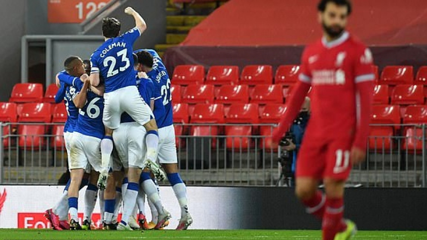 Thất thủ 0-2 trước Everton, Liverpool thua trận thứ 4 liên tiếp ở Ngoại hạng Anh
