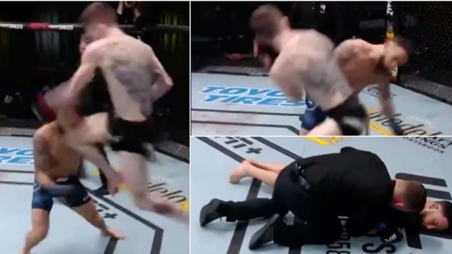 Đòn "gối bay" hạ knock-out cựu vương UFC chỉ sau 20 giây