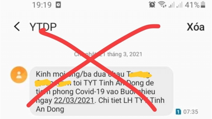 Xuất hiện tin giả thông báo người dân đi tiêm phòng COVID-19 ở Quảng Ngãi